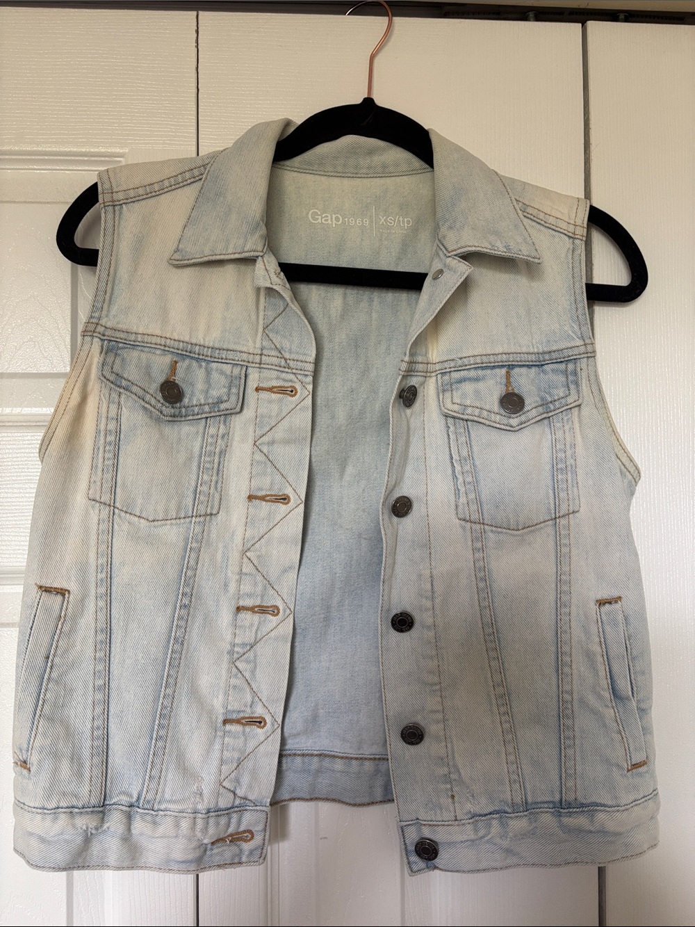 GAP Light Wash Denim Vest - Pale Blue